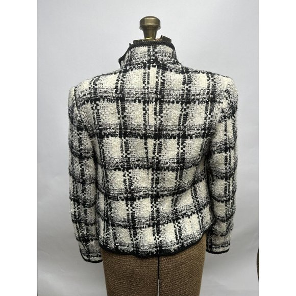 Chicos Classy Wool Blend Short Jacket Womens Black/White SZ 0 Very Gd Condition - Picture 7 of 12